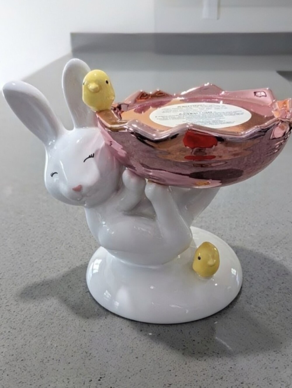 NEW Bath & Body Works Ceramic Easter Bunny & Chicks 3-Wick Candle Holder